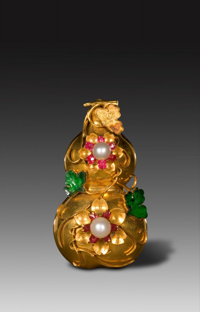 图片[1]-Gold inlaid stone gourd brooch-China Archive